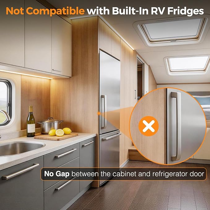 RV Refrigerator Door Latch for Travel&Camper, 5 Pack No Tools Need or Drill Fridge Door Lock, One-Handed Operation Freezer Lock to Keep Door Closed (Not Compatible with Built-In RV Fridges) - Image 6