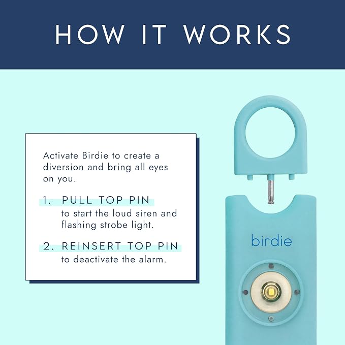 She’s Birdie–The Original Personal Safety Alarm for Women by Women–Loud Siren, Strobe Light and Key Chain in a Variety of Colors (Metallic Lavender) - Image 3