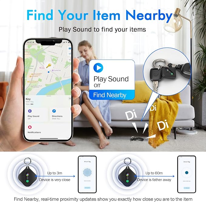 Dual System Bluetooth Tracker for iOS or Android-2 Packs, Compatible with Apple Find My (iOS) & Google's Find Hub(Android) for Smart Tracking Tag/Key Finder/Luggage Tracker - Image 6