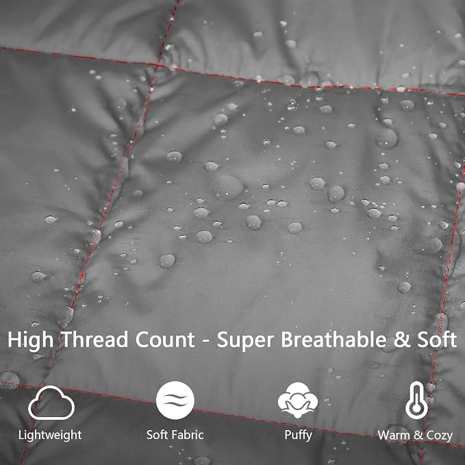 Camping Blanket,Lightweight Puffy Blanket Packable Down Alternative Throw Blanket Waterproof Windproof for Outdoors, Travel, Beach, Airplane, Hiking - Image 2