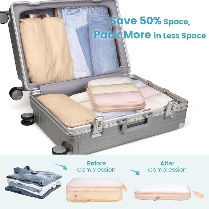 Cambond Compression Packing Cubes for Travel - Luggage Suitcase Organizer | Compression Zip Design for Space-saving, Expandable, Lightweight, Keep Clothes Sorted, Luggage Space Tidy, Carry on Pack Fast - Image 4