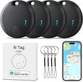 Tracker Tag 4 Packs Bluetooth Tracker, Smart Tag Locator Tracking Device, Keys Finder and Item Locator,Air Tracker Item Finders with Find My(iOS Only) Track Your Keys (Black, 4 Pack) by Unknown