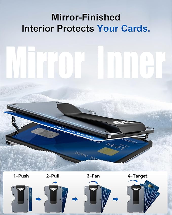 Lenvoten Upgraded Hinged Minimalist Wallet for Men, AirTag Compatible | Slim Metal Aluminum, RFID Blocking Credit Card Holder & Money Clip Holds 20 Cards, Premium Scratch-Resistant Finish - Image 4