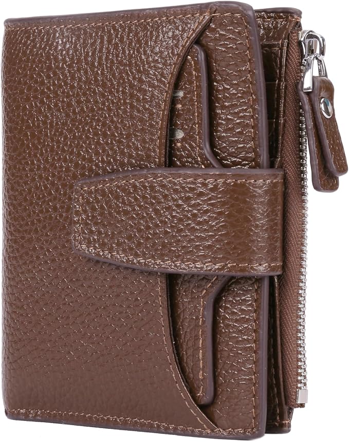 Women's RFID Blocking Leather Small Compact Bi-fold Zipper Pocket Wallet Card Case Purse with id Window - Image 6