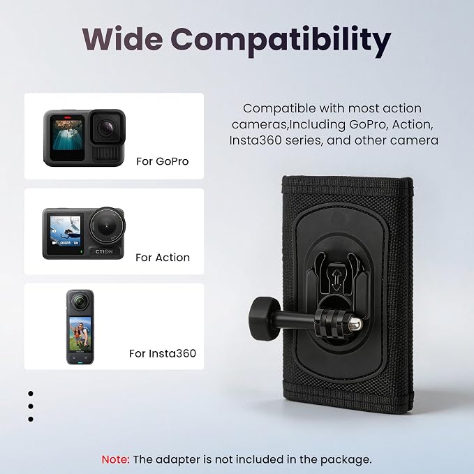 Walking Way Backpack Strap Mount for Action Camera, 360 Degree Rotating Shoulder Strap Clip Compatible with GoPro Hero 13 12 11 10 9, DJI Action 4/5 Pro, Insta360 X4 X3 Ace Pro, Hiking Accessories - Image 3