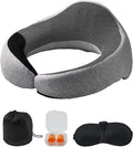 VEVOR Travel Pillow, Double-Layered 3D Support Neck Pillow for Traveling, 360° Flexible Rotation Upgraded Memory Foam Travel Neck Pillow with Eye Mask, Earplugs, Earplug Case, Storage Bag(Black-Gray) by VEVOR