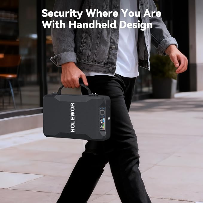 Car Gun Safe Small Pistol Safe Handheld Biometric Gun Cases for Handguns, Portable Fingerprint Pistol Lock Security Box for Travel Nightstand Bedside - Image 2