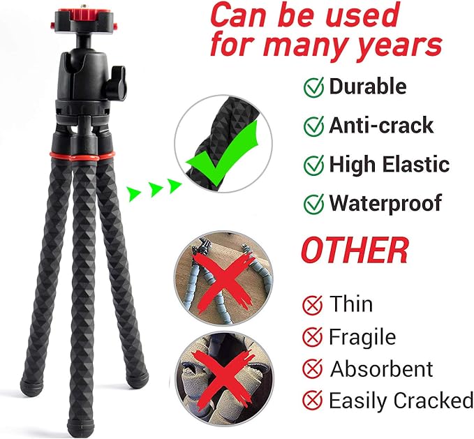 LINKCOOL 360° Rotation Flexible Octopus Travel Stand for iPhone Smartphone iPad DSLR Action Camera, with Bluetooth Wireless Remote Shutter - Image 4