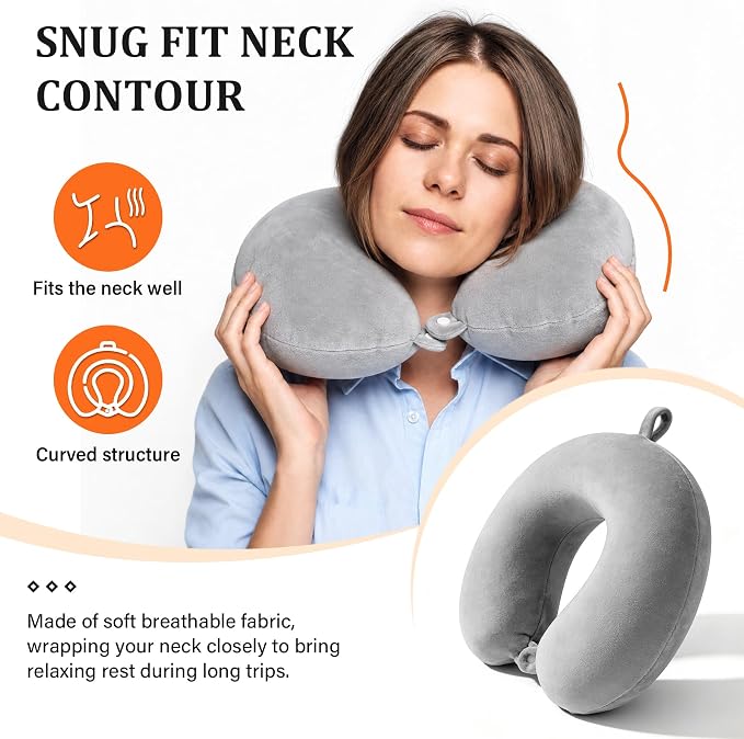 2 Packs Travel Neck Pillow Cover, Reusable U Shaped Washable Cover (Gray Black) - Image 7