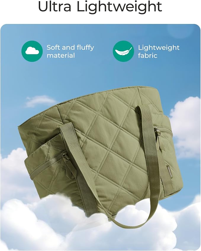 BAGSMART Crush Tote Bag for Women, 20L Puffer Work Tote with Zipper | Quilted Nurse Hospital Bag For Travel College Gym - Image 5