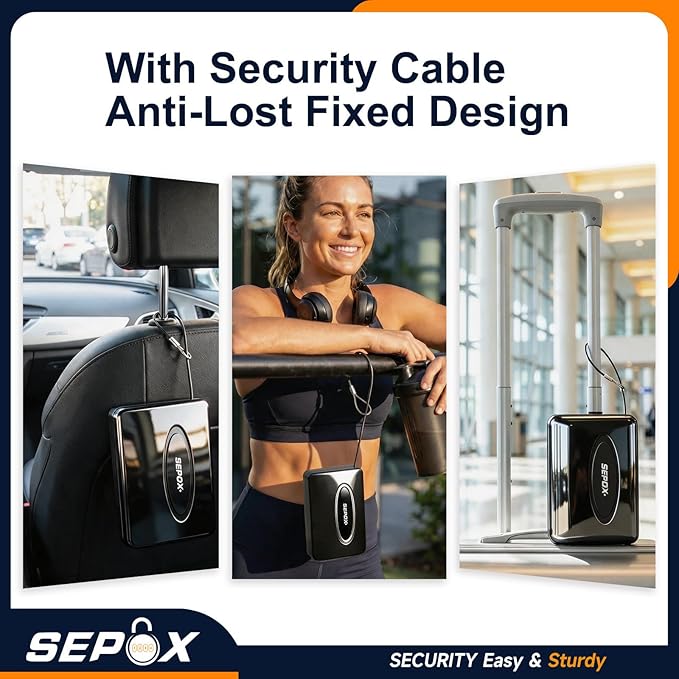 SEPOX 2PK Water Fire Resistant Steel Lock Box 3-Ft Cable Keyless Combo Safe | For Dorm Car Sports Office 2PK Fireproof Steel Case Lock Boxes Resettable Code 3-Ft Steel Cable Cash Passport Phone Valuables - Image 5