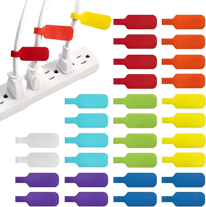 Wrap-It Storage - Cable Labels, Medium, Multi-Color (30-Pack) Write On Cord Tags for Wire Management and Identification | Write On Cord Labels, Wire Labels, Cable Tags and Wire Tags for Spring Cleaning Cable Management and Identification by Wrap-ItStorage