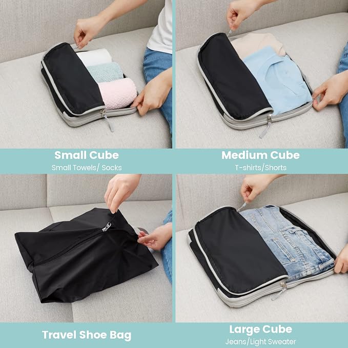 Cambond Compression Packing Cubes for Travel - Luggage Suitcase Organizer | Compression Zip Design for Space-saving, Expandable, Lightweight, Keep Clothes Sorted, Luggage Space Tidy, Carry on Pack Fast - Image 8