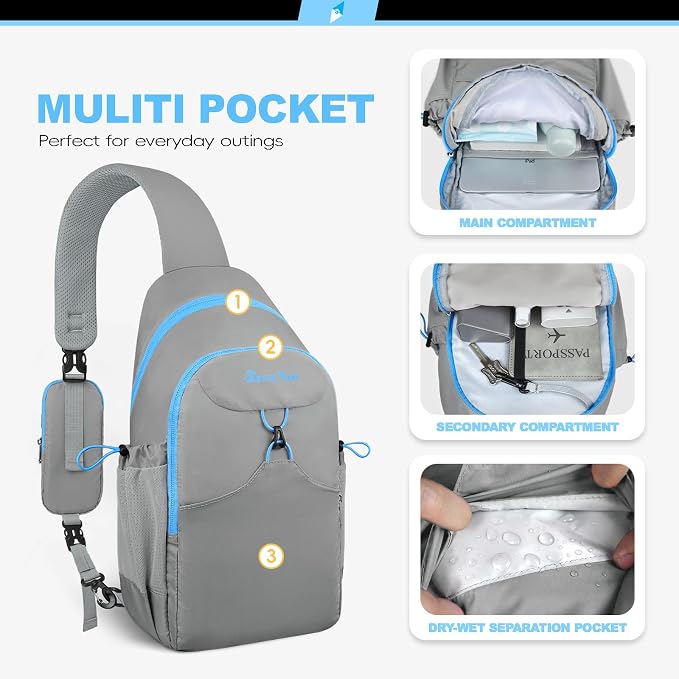 Seektop RFID Anti-Theft Crossbody Bag Sling Backpack for Women & Men, Casual Chest Daypack for Daily Travel - Image 3