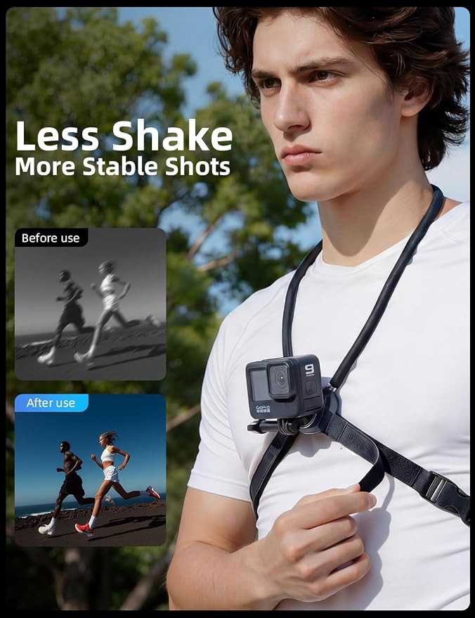 Llano Neck Mount with Chest Strap for Action Camera with 1/4" Adapter | Necklace Mount for DJI Osmo Pocket 4/3 Nano Action 6/5/4/3, GoPro Hero 13/12/11/10/9/MAX, Insta 360 X5/X4/Ace Pro 2 - Image 2