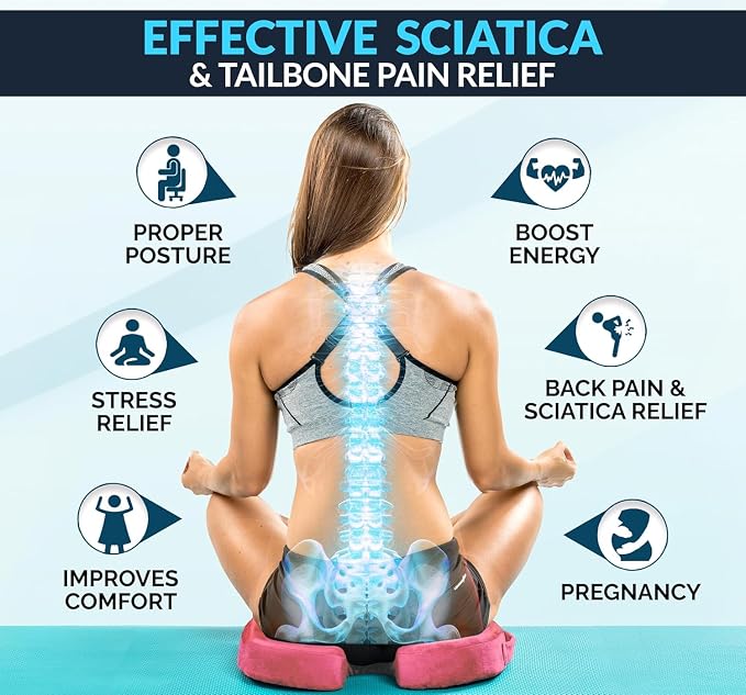 ComfiLife Doctor Recommended Seat Cushion - Premium Gel & Memory Foam Office Chair, Car Seat, Lifting Cushion - Chair Cushions for Back & Sciatica Relief - Seat Cushions for Office & Desk (Pink) - Image 8