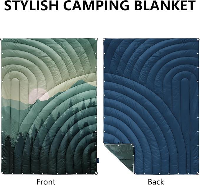 Puffy Camping Blanket,Large Camp Blanket Outdoor Camping Quilt Waterproof | Lightweight Printed Warm Packable Down Alternative Blanket for Camping,Traveling, Stadium, Hiking, Picnics - Image 2