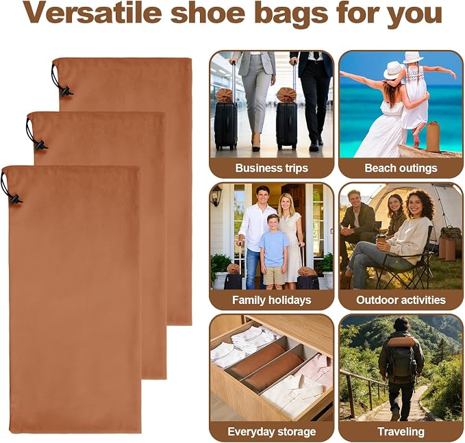 10 Pcs Single Shoe Bags for Travel, Dustproof Drawstring Travel Shoe Bag | 18"X9"shoe travel bag for Packing, Shoe Bag storage Sneaker Travel Bags, Washable Reusable dust bags for Handbags Shoes Toys - Image 7