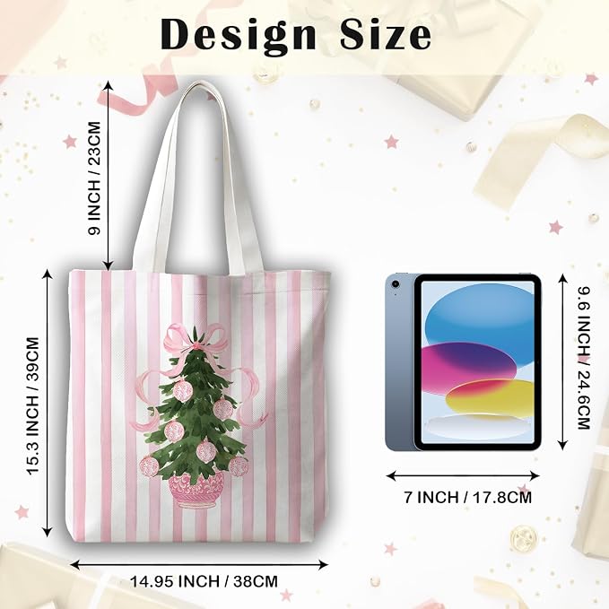 JINYO Preppy Canvas Tote Bag, Inspirational Tote Bags for Women - Image 6