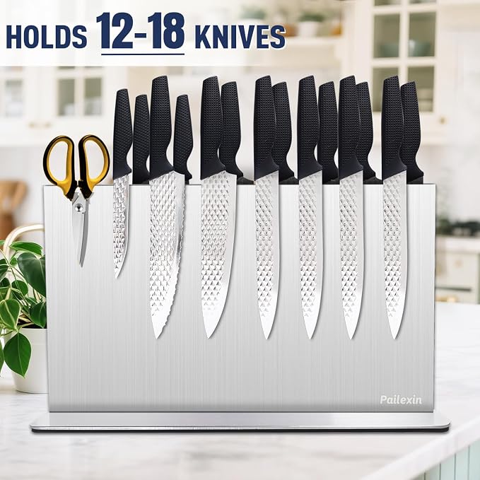 Magnetic Knife Block Without Knives— Stainless Steel Double-Sided Magnetic Knife Holder Stand with Strong Magnets, Knife Storage Organizer for Kitchen Counter top, 16 inch - Image 4