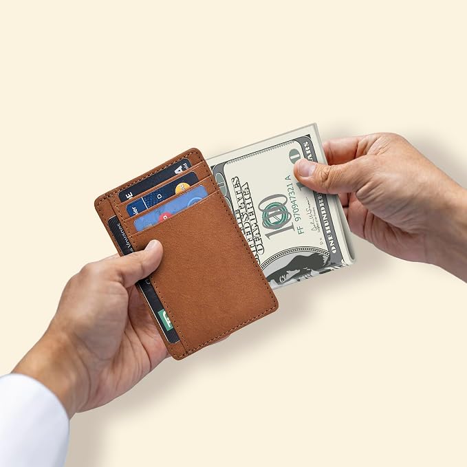 Slim Minimalist RFID Leather Wallet, Front Pocket Card Holder for Men - Image 4
