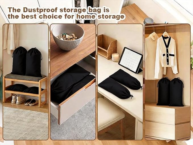 10 Pcs Single Shoe Bags for Travel, Dustproof Drawstring Travel Shoe Bag | 18"X9"shoe travel bag for Packing, Shoe Bag storage Sneaker Travel Bags, Washable Reusable dust bags for Handbags Shoes Toys - Image 7