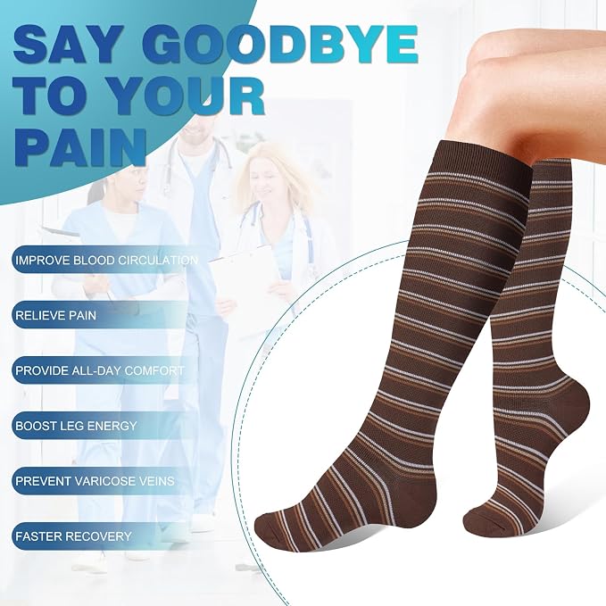 cerpite Compression Socks for Women & Men Circulation 8 Pairs Compression Socks 20-30 mmhg Best for Running,Nurse,Travel - Image 3