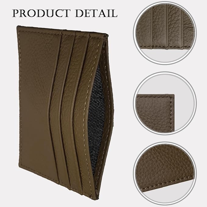 WOXVM Credit Card Holder Wallet RFID Blocking Slim Credit Card Cases Holder Premium Leather Minimalist Front Pocket Small Wallet with 6 Card Slots and 1 Pockets for Men Women - Image 2