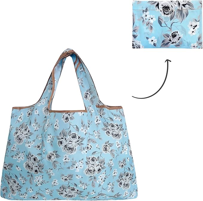 allydrew Large Foldable Tote Nylon Reusable Grocery Bags - Image 5