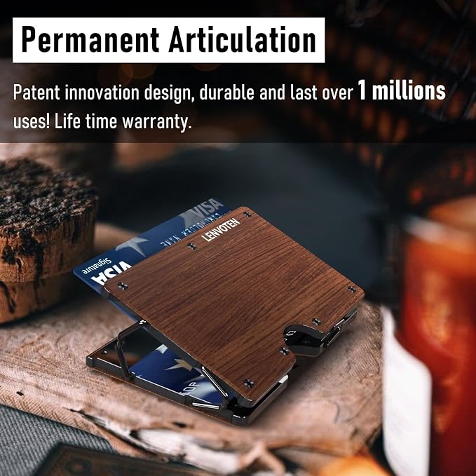 Lenvoten Upgraded Hinged Minimalist Wallet for Men, RFID Blocking Wallet | Slim Metal Aluminum, Credit Card Holder, Money Clip Holds 20 Cards, Premium Scratch-Resistant Finish, Ideal Gift for Men - Image 8