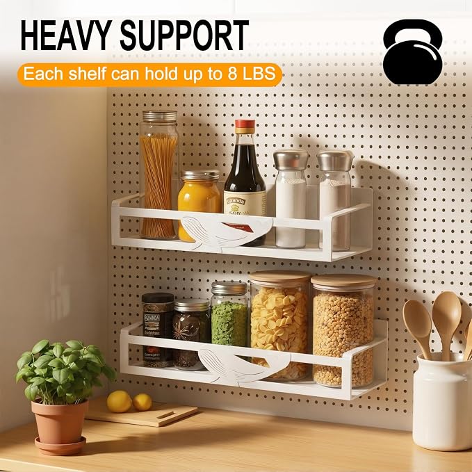 Magnetic Spice Rack for Refrigerator, 4-Pack Metal Seasoning Organizer for Kitchen Storage Organization, Space Saving Magnetic Shelf for Fridge, Pantry, Laundry Room, White - Image 4