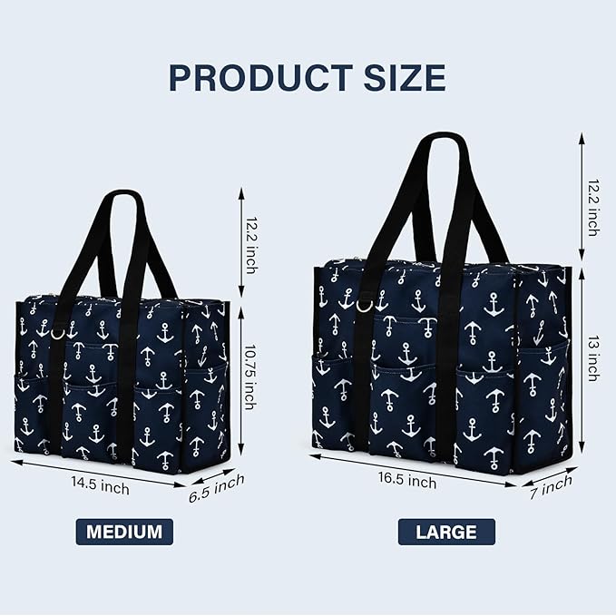Becokan Large Tote Bag for Women Waterproof with 12 Pockets Top Zipper Closure Utility Teacher Nurse Bags for Work School - Image 5