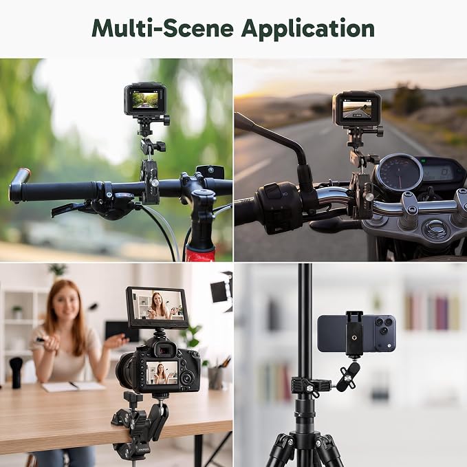 AKASO Camera Super Clamp Mount with Phone Clip Dual Ballhead Magic Arm | Clamp Mount with Cold Shoe for GoPro, Insta360, DJI Action, Osmo 360, EK7000/EK7000 Pro, Brave 4, Brave 7 LE Action Cameras - Image 6