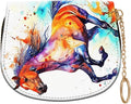 Women's Slim RFID Wallet – Compact Leather Card Holder Wallet for Women, 9 Card Slots RFID Blocking Credit Card Organizer, Small Travel Wallet - Watercolor Horse by Unknown
