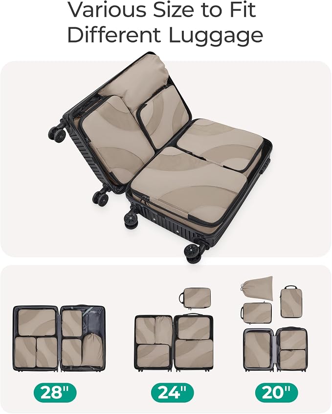 BAGSMART Compression Packing Cubes for Travel | Lightweight suitcase organizers bag set, space-saving double zipper expansion for carry-on luggage & travel organization - Image 5