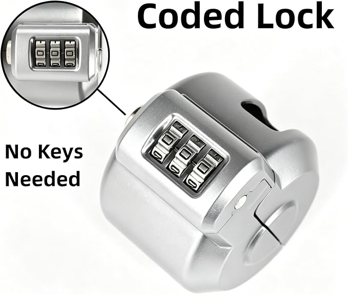 Keyed Door Handle Lockout Device Cover with Code to Disable Access to Keyhole Combination Lock for Bedroom from Outside Only Fits Handle Lock with Long Connecting Shaft (1, Silver) - Image 6
