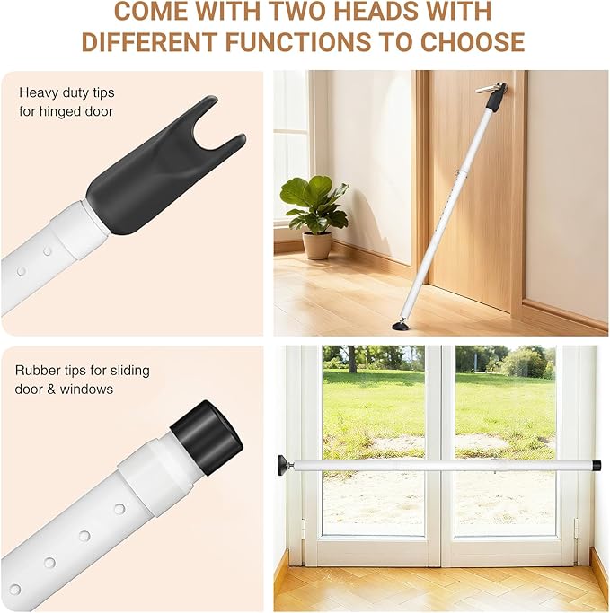 Sliding Glass Door Security Bar, Patio Door Barricade Security Bar, Apartment BarSliding Door Security Bar, Door Jammer, White, 1 Pack - Image 2