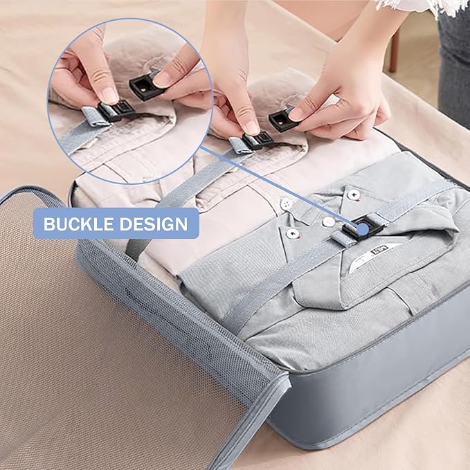 8 Set Packing Cubes for Suitcases, INVODA Travel Luggage Packing Organizers with Laundry Bag, Compression Storage Shoe Bag, Clothing Underwear Bag (Grey) - Image 8