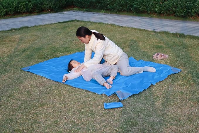 Orga'Neat Pocket Picnic Blanket, Compact Lightweight Tarp for Camping | Foldable, Easy to Carry, Water Resistant Sandproof Washable Quick Dry Mat for Beach, Festival, Travel, Outdoor Recreation - Image 4