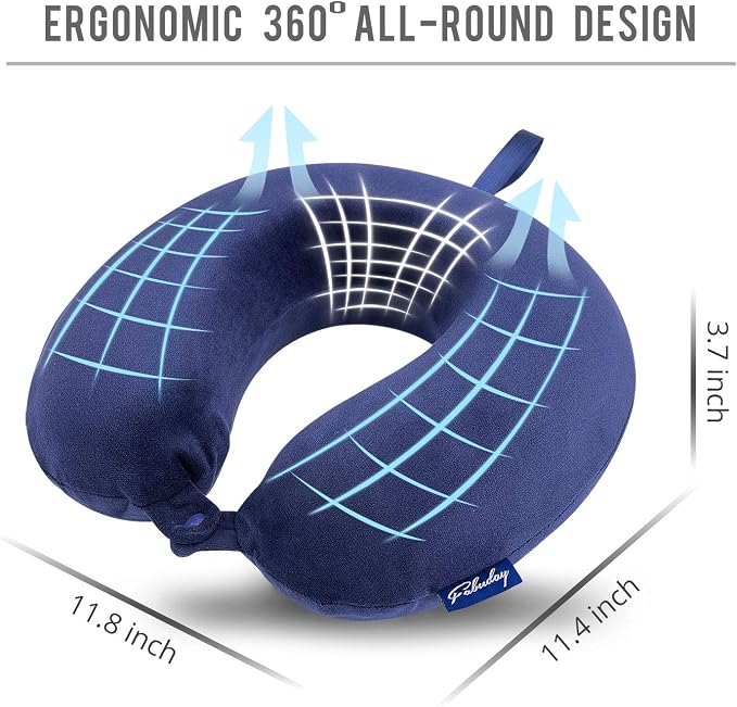 Travel Pillow Memory Foam - Head Neck Support Airplane Pillow for Traveling, Car, Home, Office, Travel Neck Flight Pillow with Attachable Snap Strap Soft Washable Cover - Image 5