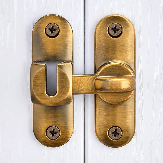 Brass 90/180 Degree Sliding Door Latches,Zinc Alloy Flip Latch | Barn Door Latch,Cabinet Lock,Right Angle Door Lock,for bedroom,cabinet,drawer,Gardens,Wine Cabinet,garage,window,Pet Cage - Image 5