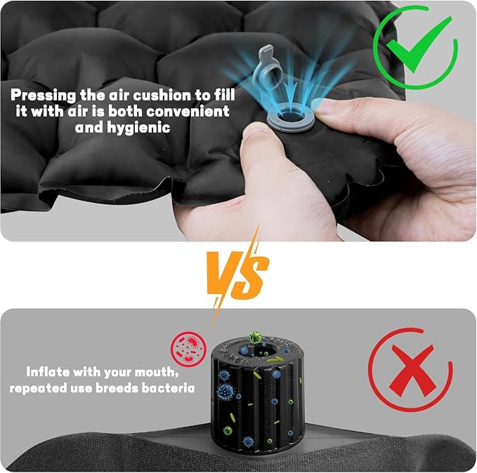 Inflatable Seat Cushion Lightweight Airplane Seat Cushion | Stadium Seat Travel Cushion for Climbing Hiking Office Airplane - Image 3