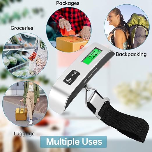 Visen Digital Luggage Scale, 3 Pack Luggage Weight Scale, 110LB | Handheld Digital Hanging Scales, Baggage Scale With Backlit LCD Display, Portable Suitcase Weight Scale With Hook for Travele - Image 6