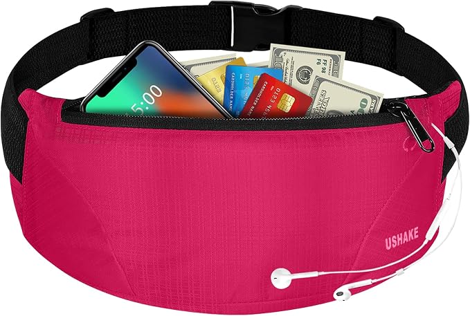 USHAKE Running Belt,Men or Women Ultra Light Bounce Free Waist Pouch Bag Fitness Workout Belt Sport Waist Pack Exercise Waist Bag for iPhone Samsung LG in Running Gym Marathon (Red) - Image 7