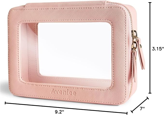 Aveniee Clear Makeup Bag Organizer,Large Travel Toiletry Bag for Women, Waterproof Cosmetic Pouch with Zippers,Car Organizers and Storage Case for Accessories,Pink - Image 7