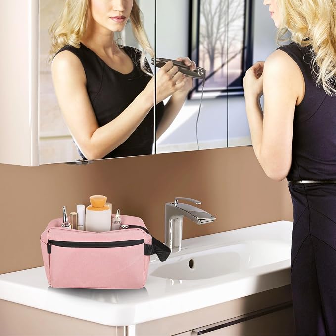 Icramsy Travel Toiletry bag Toiletry bag for women men Hanging Cosmetic bag Travel accessories for Women Men (Pink) - Image 7