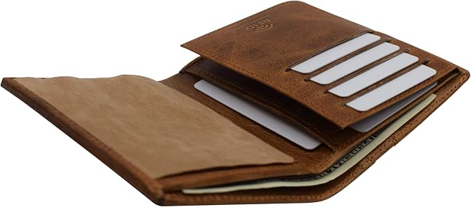 RFID Blocking Genuine Leather Badge Holder Bifold Wallet USA Series (Tan) - Image 6