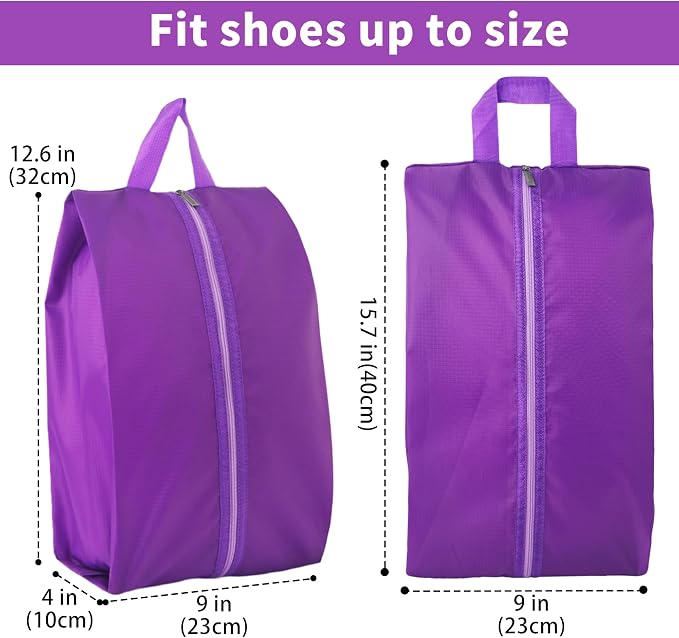 6pcs Portable Shoe Organizer, Travel Pouches with Zipper, Golf Shoe Bags, Clothes Bags, Soccer Cleats Bag Shoe Pouch for Gym, Waterproof, Odor-Resistant (Purple) | Golf Shoe Bags, Clothes Bags, Soccer Cleats Bag Shoe Pouch for Gym, Waterproof, Odor-Res... - Image 2