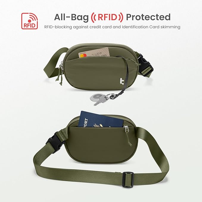 tomtoc Belt Bag with RFID Blocking, Cross Body Fanny Pack for Women Men, Sling Waist Bags with Adjustable Strap for Travel Walk - Image 5