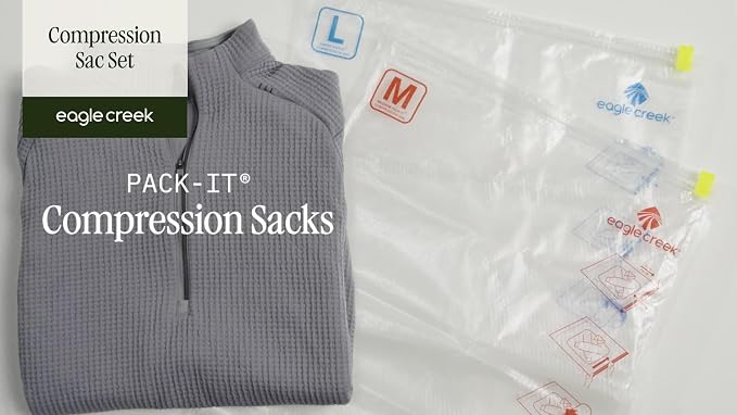 Eagle Creek Pack-It Compression Bags for Travel Set, Medium/Large, Clear | Featuring One-Way Pressure Valve and Zip, for Efficient Travel Bag Packing, Water-Resistant - Image 7